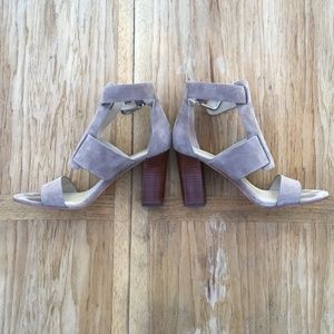 Via Spiga 3-1/2" suede high-heeled sandals